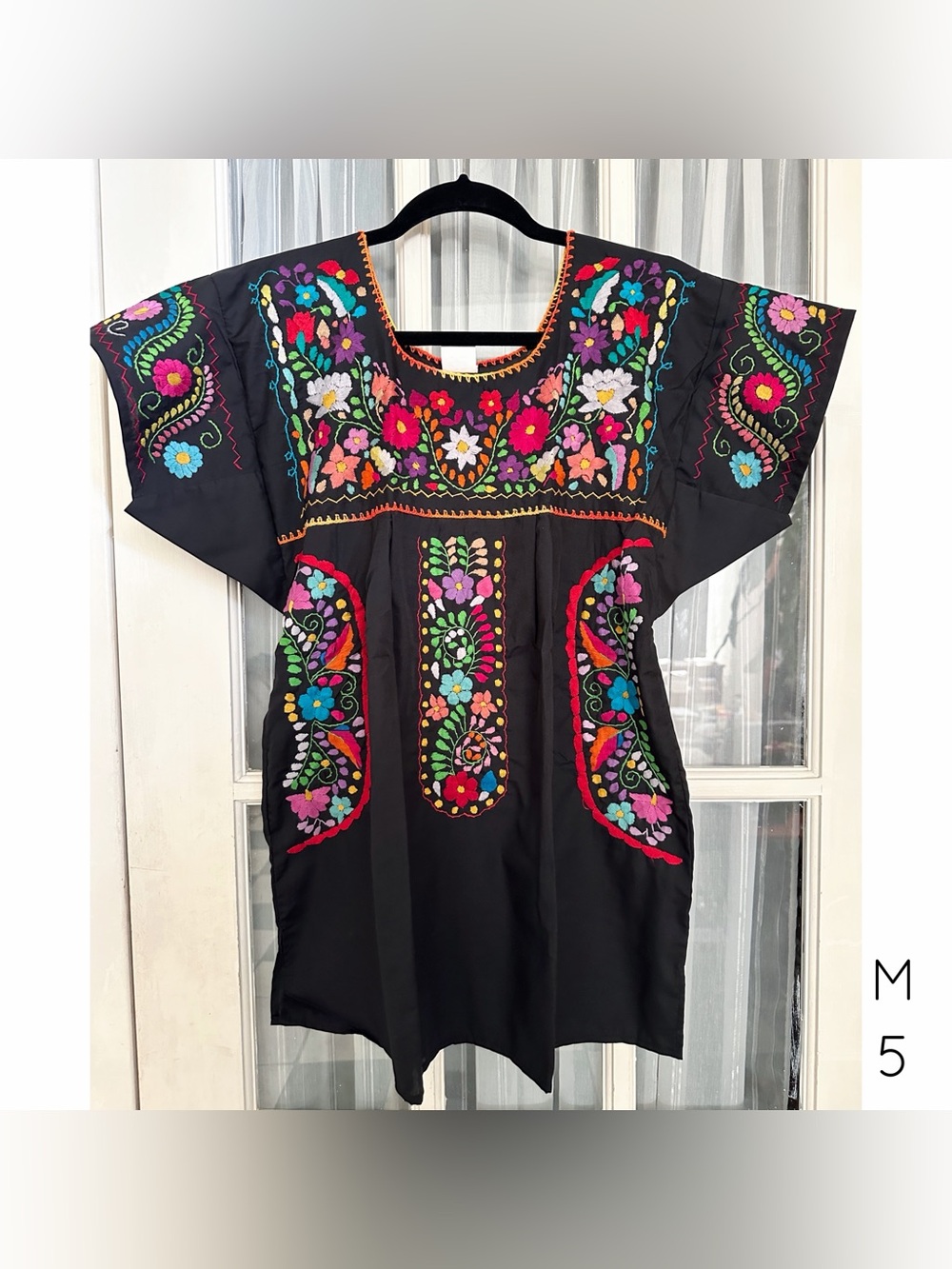 Mexican Hand Embroidered Boho Top M